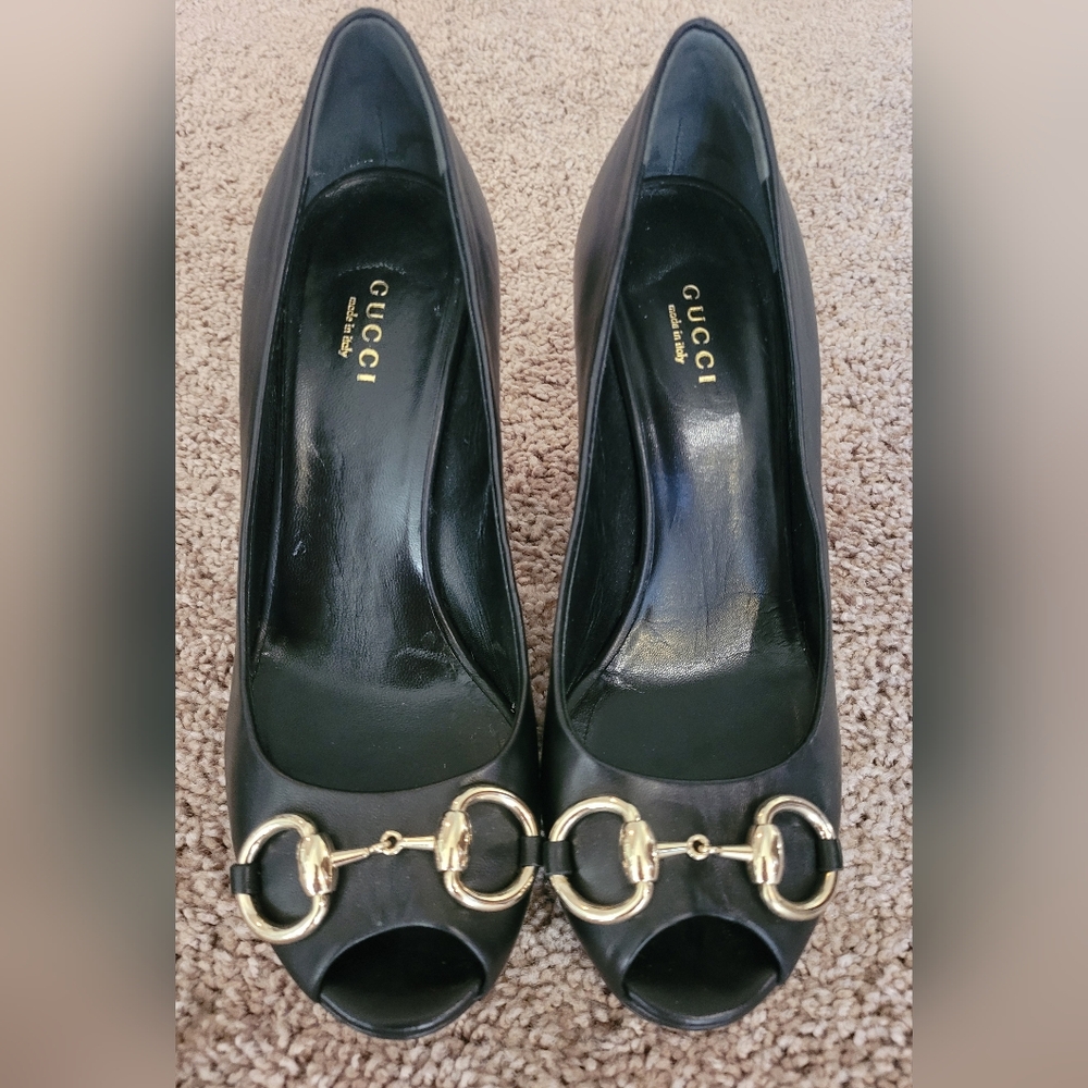 Gucci Signature "Horsebit" Classic Black Women's Heels